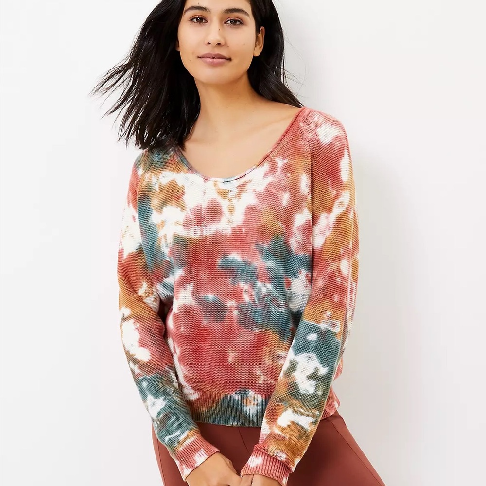 Lou & Grey Tie Dye Knit Sweater XS extra small